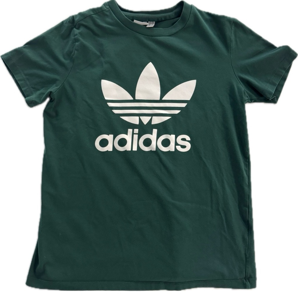 Adidas youth medium Forest Green Tee with White Logo